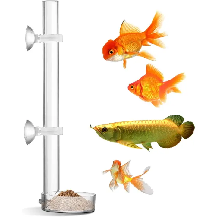 Comedero para peces y camarones de acrílico, Comedero para peces y camarones de Acuario duradero y transparente, juego de bandeja de Alimentación con tubo de Alimentación ensamblado para Pecera, Acuario - 1
