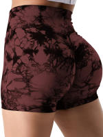 Shorts De Ciclismo De Yoga Para Mujer Cintura Alta Multicolor Tie-Dye Levantamiento De Caderas Sin Costuras Para Ejercicio Running Gimnasio - details 5