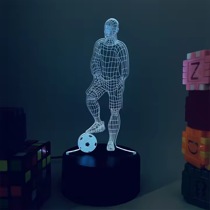 Lámpara De Ilusión Óptica 3D De Fútbol 1pc Con Toque Y Cambio De Color Ambiental 7 Colores Para Dormitorio Luz Nocturna LED ABS Fuente De Alimentación DC 5V - 1