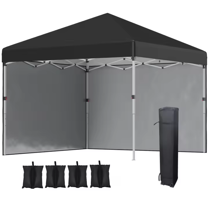 Carpa plegable 2.97X2.97 m con Protección UV y Paredes laterales, Carp with SACOS de Arena, Carp plegable de Maple Negro para Terraza - 1
