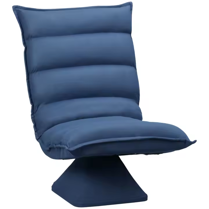 HOMCOM Sillón reclinable giratorio de 360° con respaldo y diseño capitoné de HOMCOM - Funda de tela de microfibra azul - 1