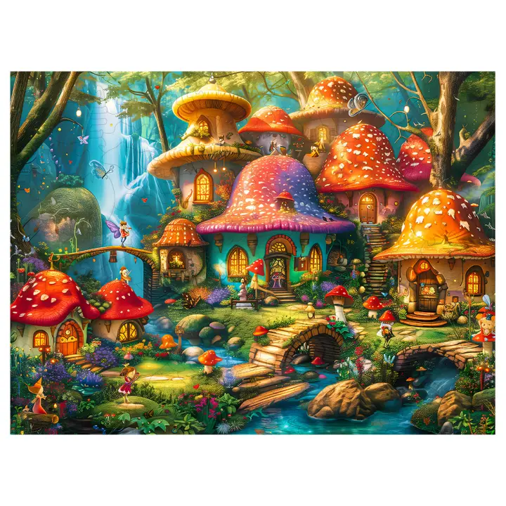 Puzzle De Madera Charming Mushroom Village Juego De Rompecabezas Para Adultos Y Adolescentes Adecuado Para Regalo - 1