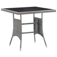 vidaXL Mesa de jardín ratán sintético gris en dimensiones 140 x 80 x 74 cm/80 x 80 x 74 cm | estructura resistente ideal para salón dormitorio o estudio - details 1