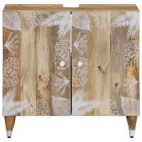 vidaXL Armario de lavabo para baño madera maciza de mango 62x33x58 cm - details 1