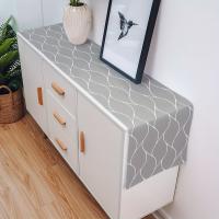 1pc Corredor De Mesa Gris Para Decoración De Comedor Interior Y Exterior Teléfono De Poliéster Geométrico Para Fiesta En Casa Y Café - details 2