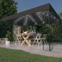 vidaXL Cenador con Tira de Luces 3x4 m Pérgola Parasol Carpa Jardín Color Crema,  Antracita, y mas - details 1