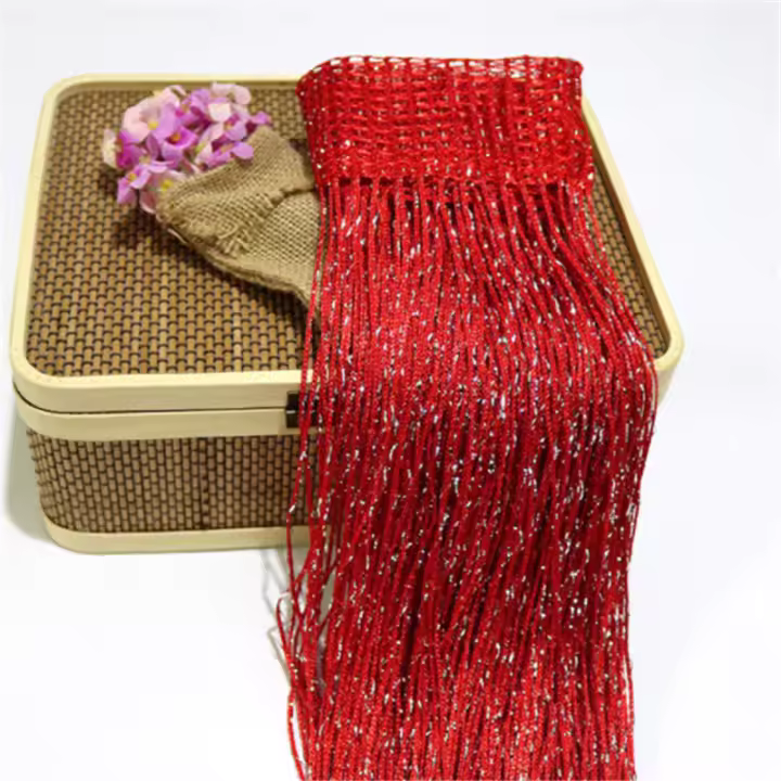 Cortina De Puerta Con Glitter Y Ribbons Plateados Tassel Luminosa Para Decoración De Habitaciones Y Ventanas Moderno Polyester - 1