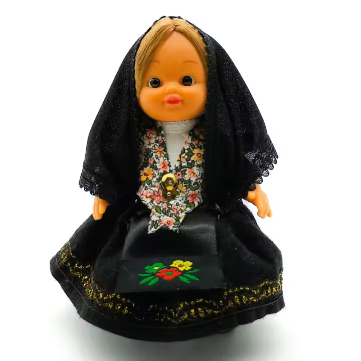 Muñeca regional Leonesa Folk Artesanía original colección 15 cm.vestido típico Maragata (León), fabricada en España. - 1