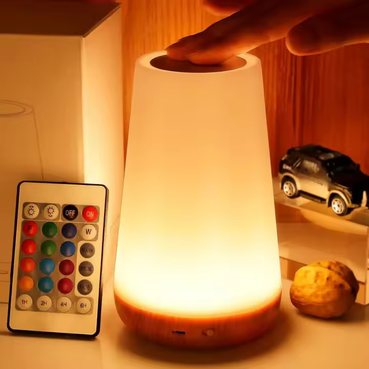 Lámpara Nocturna Portátil RGB Con Control Remoto Y Toque Color Cambiante USB Recargable Para Mesa Y Cama Luz De Ambiente Redonda - 1