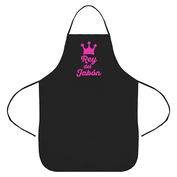 Delantal Negro Rey del Jabón | Ideal para Amantes de Jabones Caseros | Original y Funcional | Amplio Bolsillo | Regalo Perfecto | Medidas 60x87cm - 1