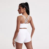 Sujetador De Deporte Para Mujer En Color Sólido Con Palanca Cruzada Y Almohadillas De Pecho Transpirable Y Suave Para Gimnasio Yoga Fitness Entrenamiento Completo Y Correr - details 2