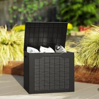 Outsunny Baúl de Almacenaje Exterior 97L Arcón de Jardín Exterior Pequeño de Plástico Impermeable con 2 Asas Integradas y Soporte para Candado 56x41x50 cm Negro - details 1