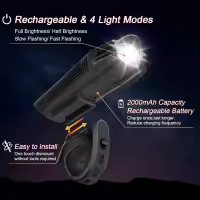 Juego de luces para Bicicleta recargables por USB ultrabrillantes, powerful Luz trasera y trasera para Bicicleta, 4 Modos de Luz - details 1
