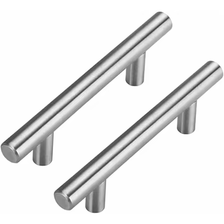 Manija para muebles de cocina, manija de puerta de 160 mm, manija de cocina, manija para muebles de cocina de acero inoxidable, manija para gabinete de cocina, níquel cepillado, distancia entre centros de acero inoxidable, 160 mm, 1 par de plata - 1