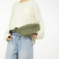 Bolsa De Cintura Para Mujer De Corduroy Con Bordado De Letras Bolso Transversal De Moda Bolso De Hombro Y Pecho - details 3
