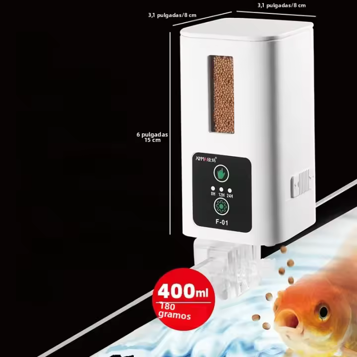 Alimentador De Acuario Automático 400ml Capacidad Grande Para Peces Y Tortugas Con Programación Inteligente Material Plástico - 1