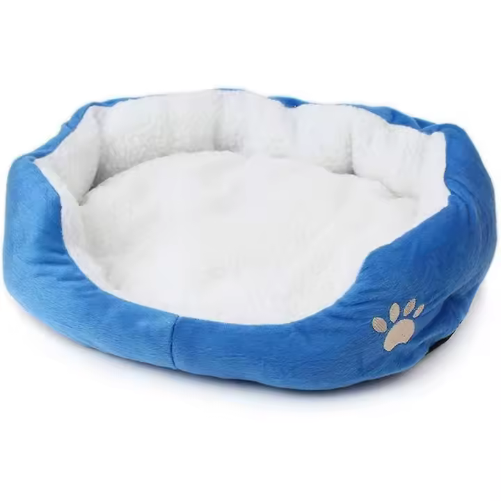 Cama para mascotas para Gatos y Perros Pequeños y medianos, canasto con Juguetes Redondo U ovalado en forma de donut, Cama nest para mascotas, Azul, 50x40 - 1