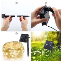 Luz De Cadena Solar De 300LED Con 8 Modos De Iluminación Impermeable Para Árbol Jardín Patio Alambre De Cobre Luz De Hadas - details 6