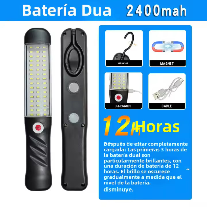 Lámpara de trabajo recargable de mano USB 5V, reflector portátil para vehículos, luz de reparación, imán de alto brillo, emergencia multiusos - 1