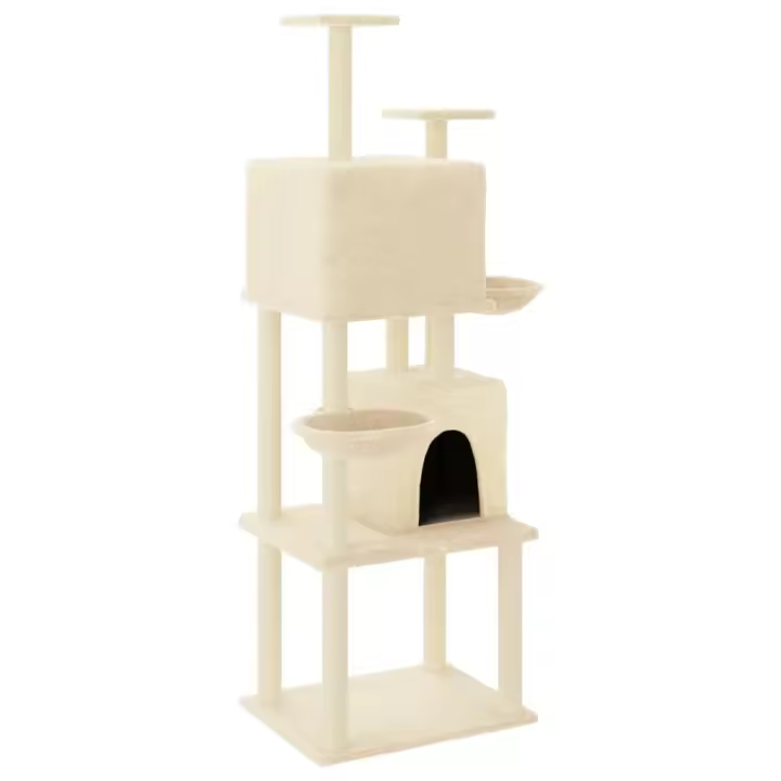 vidaXL Rascador para Gatos con Postes de Sisal Árbol Torre de Escalada Color Crema,  Gris claro,  Gris oscuro y mas - 1