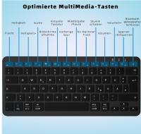 Teclado inalámbrico Bluetooth Qulose, miniteclado recargable tipo C, diseño ergonómico ultrafino, disposición QWERTZ alemán, compatible con Android/iOS/Windows 11/10/8, color negro - details 3