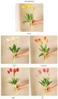 5 Cabezas De Tulipes Artificiales Para Decoración De Hogar Y Bodas Flores Simuladas De Plástico Suave Con 3 Flores Y 2 Brotes - details 3