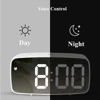 Acrylic/Mirror Digital Alarm Clock Voice Control (Powered By Battery) Table Clock Snooze Night Mode 12/24H Electronic LED Clocks - details 6