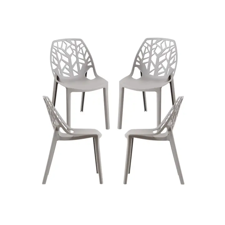 Pack 4 Sillas Hissar Polipropileno - Gris claro - 1