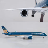 Modelo De Avión Airbus A350 Vietnam Airlines a Escala 1/142 De 47CM Con Luces Y Ruedas Material De Resina Colección De Regalos Para Hombres Y Mujeres Adultos - details 5