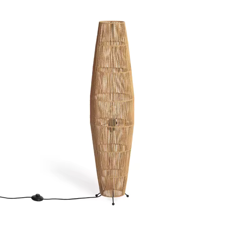 Ledkia Lámpara de Pie Papel Trenzado Mahali ILUZZIA - Diseño Natural y Resistente para Interiores - 1