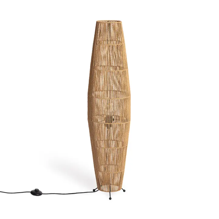Ledkia Lámpara de Pie Papel Trenzado Mahali ILUZZIA - Diseño Natural y Resistente para Interiores - 1