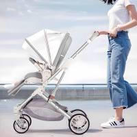 Carrito de bebé ligero y de alto paisaje de lujo, asiento en forma de huevo para recién nacidos, carrito de bebé plegable de una mano, tamaño compacto - details 2