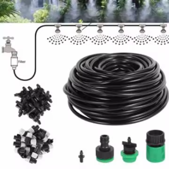 Sistema De Riego Automático 20M Con 20 Regadímetros Y Rojelladores Dispositivo De Enfriamiento Por Neblina Para Jardín Y Agricultura - 1