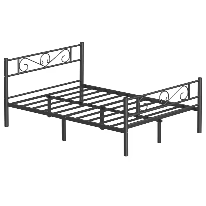 VASAGLE Marco de Cama, Estructura de Cama de Metal, para Colchón de 90 x 190 cm/140 x 190 cm/160 x 200 cm, Cama de Invitados, Montaje Sencillo, para Habitaciones Pequeñas, Negro/Blanco - 1