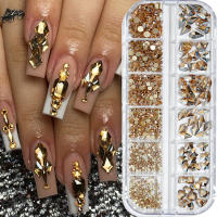 Crystals De Uñas 12 Cuadrículas/Caja Rhinestones De Vidrio SS4-SS16 Decoración 3D Para Arte De Uñas Brillante Y Liso - details 1