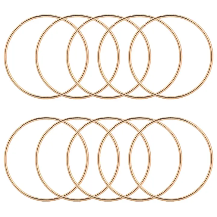 Anillos de Metal atrapasueños dorados de 3 pulgadas, aros de macramé para atrapasueños y manualidades, 10 paquetes - 1