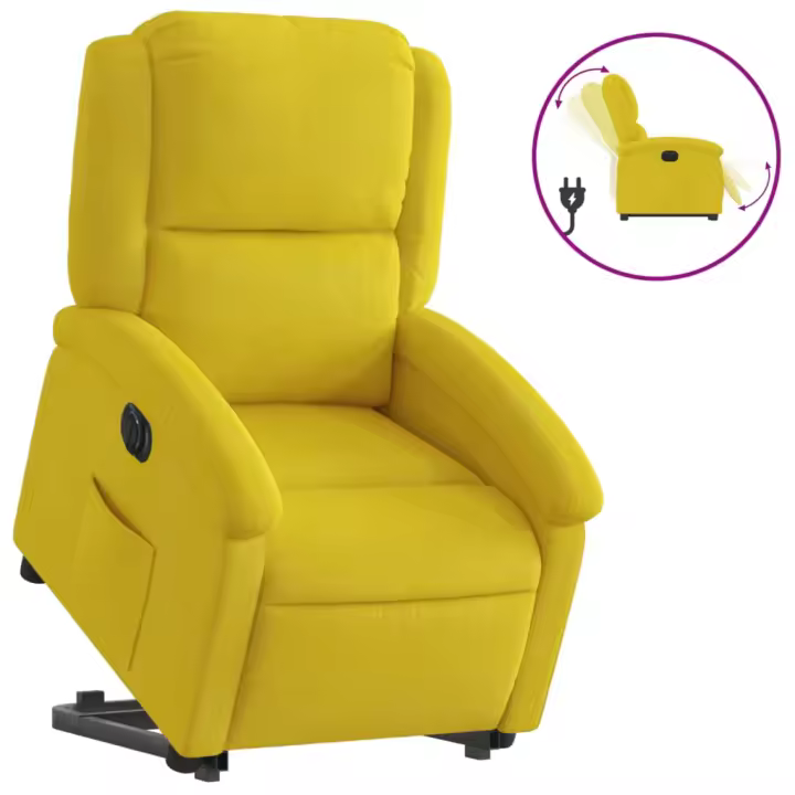 vidaXL Sillón eléctrico reclinable elevable de terciopelo Gris claro, Gris oscuro, Verde oscuro Sillon Dormitorio Sillon Comodos Silla Relax Sillón Sofá - 1