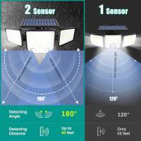 Luces Solares Al Aire Libre Con Sensor De Movimiento IP65 Impermeables 152/236 LED Super Brillantes Con 2 Sensores Luces De Inundación Solar Para Exterior - details 2