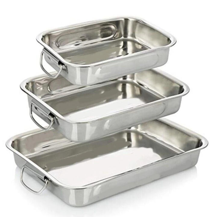 Rustidera bandeja para horno acero inoxidable con asas 25, 30, 35, 40 cm