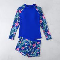 Traje De Baño De Dos Piezas Para Mujer 2024 Con Estampado De Surf Y Flores Long Sleeve Racerback Vest Y Cross Back Spandex Nylon - details 12