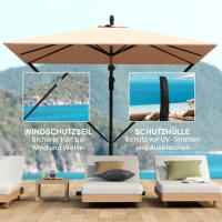 Outsunny Parasol Voladizo Ø 260 cm Parasol con Protección UV 50 + Parasol con Cabeña Impermeable con Soporte, Cubierta, Cabeña, Resistente al Viento, Parasol de Mercado Parasol Balcón Terraza Parasol Jardín Inclinable Kaki - details 2