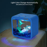 Acuario Pequeño Creativo Con Luz Colorido Y Desmontable Para Betta Sin Batería Seca Incluida Ecología Mini Escenario Acuático - details 4