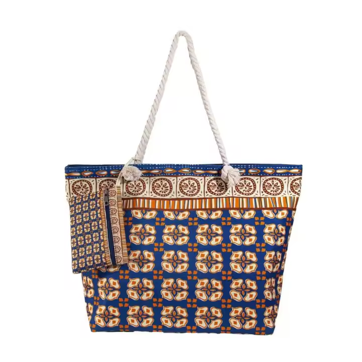 Bolso de playa estampado India SUN&SURF, impermeable,40x60 cm, incluye monedero a juego - 1