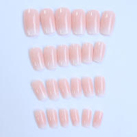 ARTAUG 24pcs Uñas Postizas De Sello En Rosa Brillante Estilo Elegante Medio Cuadrado Para Mujeres Moda Completa Falso Corte De Uñas - details 1