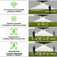 Luces Solares Para Exterior Con Sensor De Movimiento 3 Modos LED De Dusk to Dawn Luces De Valla Para Jardín Puerta Solar Modernas IP65 - details 6
