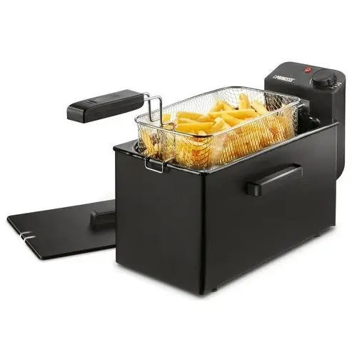 Princess - Freidora de aceite modelo 01.182727.01.050 con cubeta esmaltada de 3 L, potencia 2000 W y temperatura regulable hasta 190 °C para frituras crujientes y saludables en menos tiempo - 1