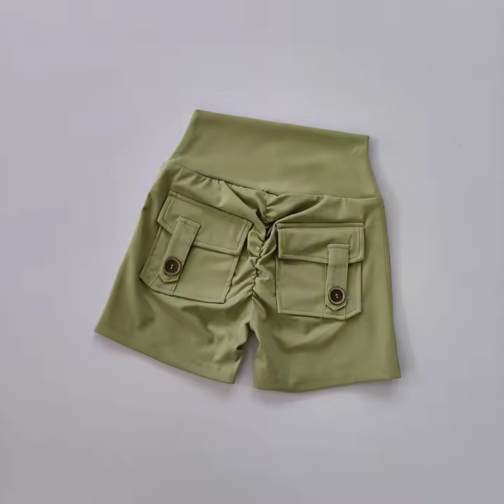 Shorts Deportivos De Mujer De Cintura Alta Y Cinturón Sin Costuras Con Bolsillos Para Correr Y Entrenamiento Levantamiento De Glúteos - 1