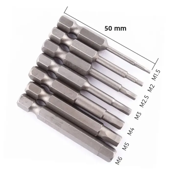 Juego De 7/10Pcs Destornilladores Allen Magnéticos De 1/4" Hex Shank Head Bita De Sobremesa De Acero De Aluminio Para Herramientas De Reparación - 1