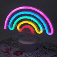 Lámpara De Neón LED Arcoíris Con Soporte Y Base Iluminación Nocturna Colorida Alimentada Por Batería O USB Decorativa Para Hogar - details 3