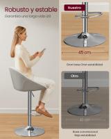 Taburete de Bar, Juego de 2, Regulable en Altura, Giratorio 360°, Silla de Cocina con Respaldo, Base de Acero, Reposapiés, para Mostrador y Comedor - details 3